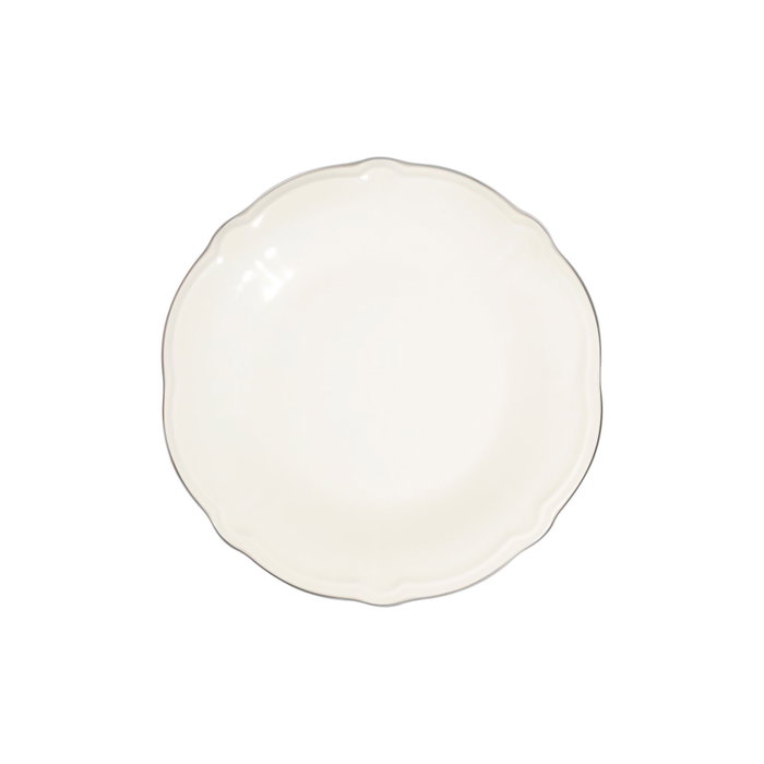 Hermia Platin Yaldız Fulya 53 YTKM Juego de Cena de Porcelana Blanco y Plata